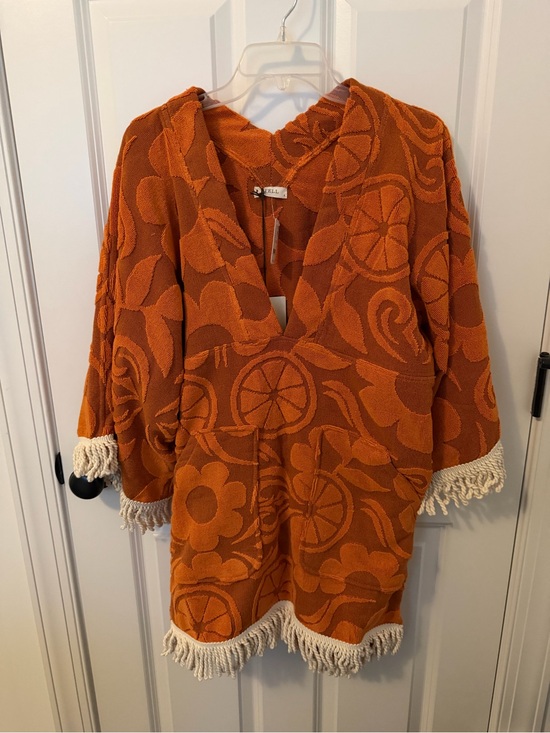 Spell Other - Spell at Free People Pomelia Terry Floral & Citrus Cover-Up with Cream Fringe